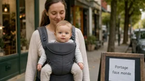 Lire la suite à propos de l’article Porte-bébé face au monde à 5-6 mois : posture, signaux et limites à connaître
