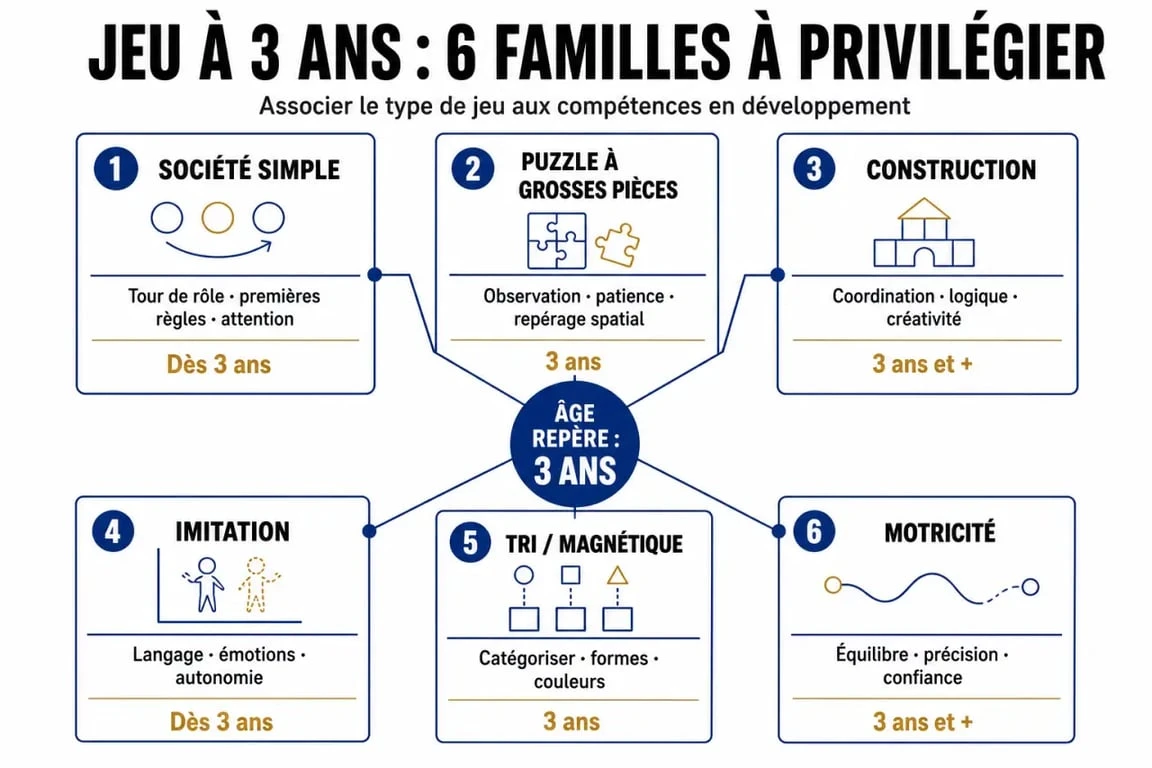 Jeu pour enfant de 3 ans : catégories de jeux et compétences associées