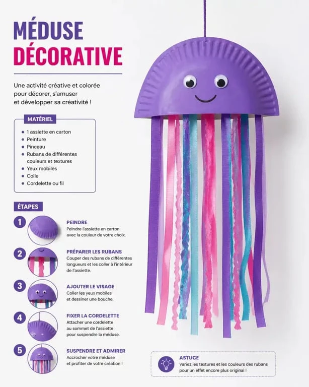 Activité manuelle animaux : méduse en assiette en carton
