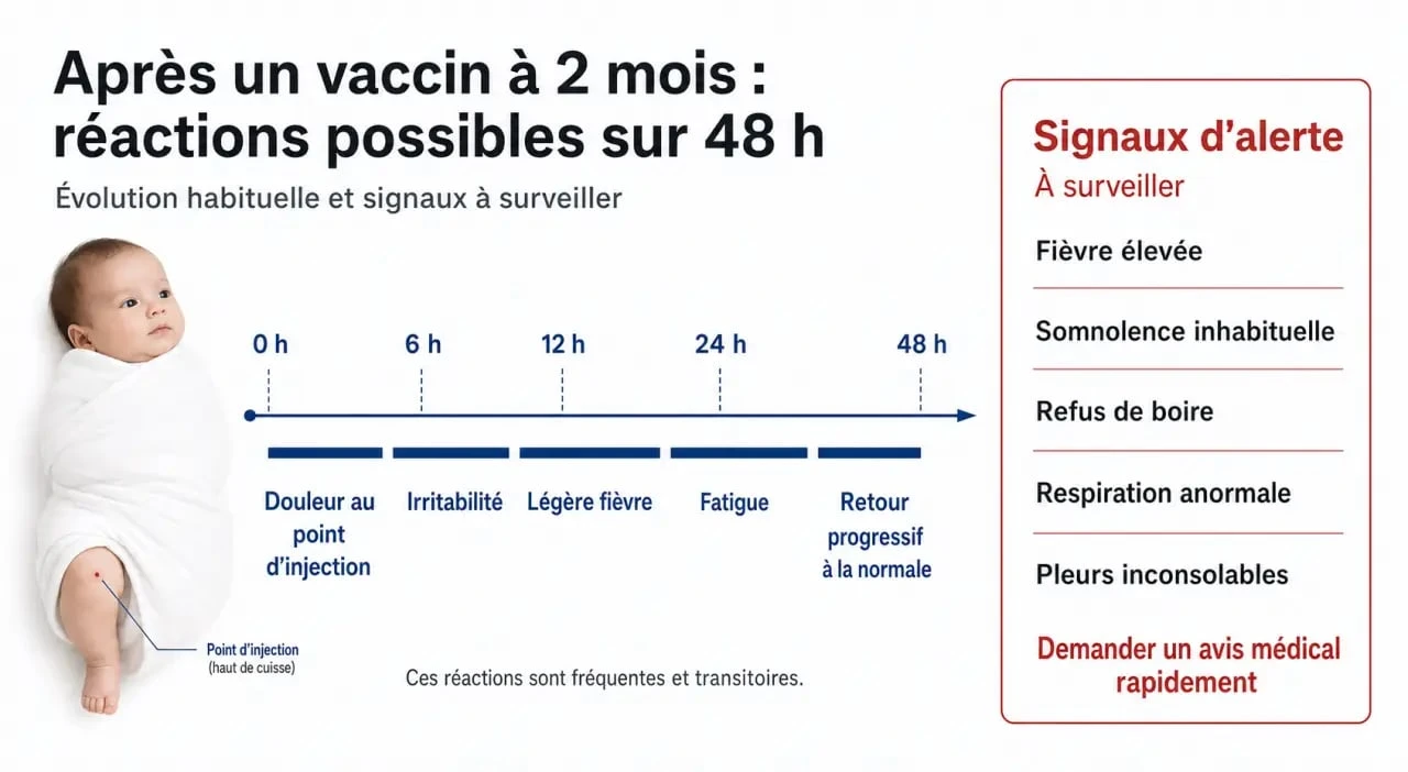 bébé pleure beaucoup après vaccin 2 mois : frise des réactions normales et signaux d’alerte