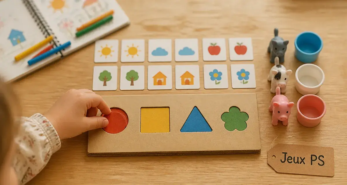 Jeux maternelle petite section : memory et encastrement pour langage et motricité