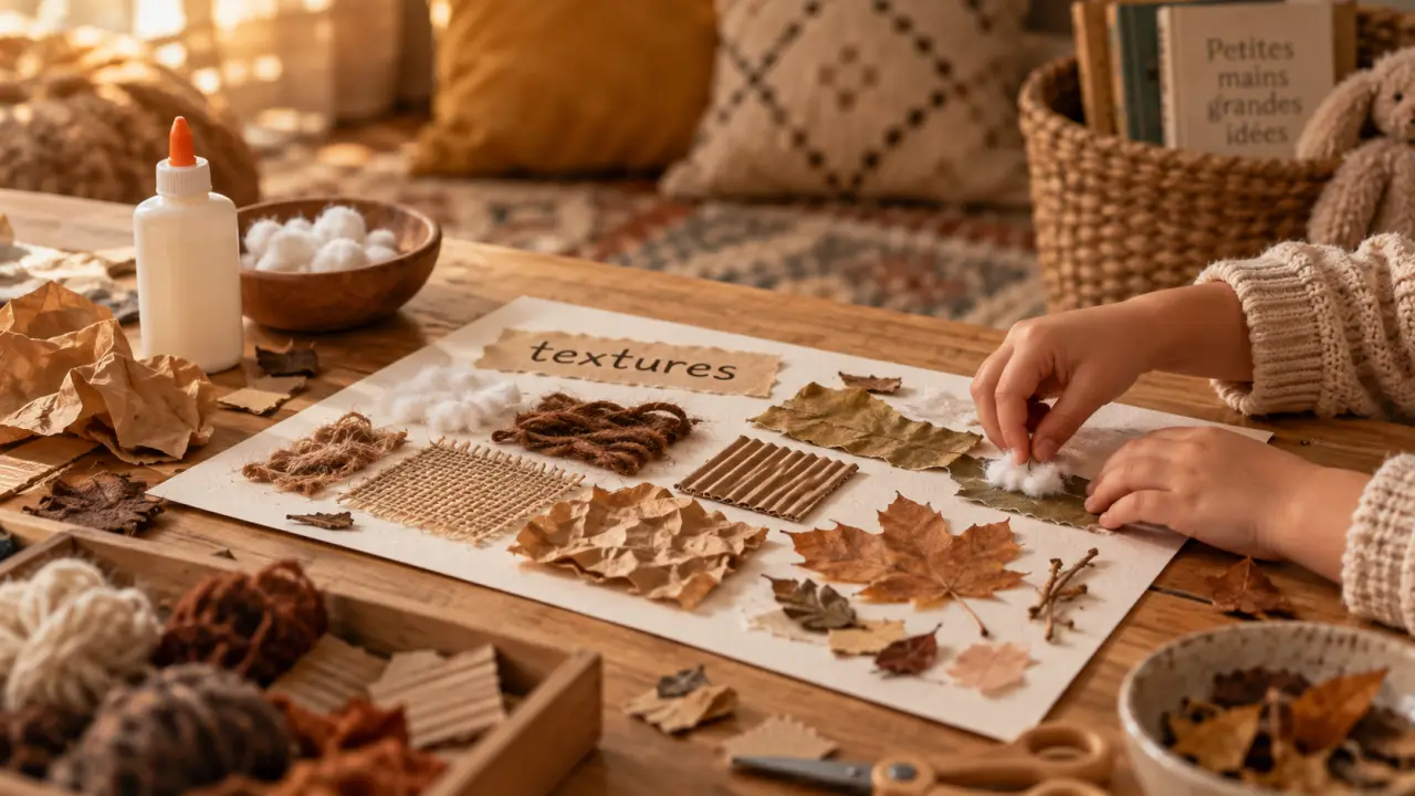 Activités enfants 4 ans : tableau de textures avec colle et matériaux