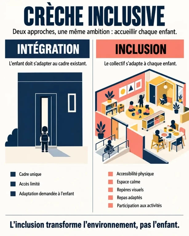 Crèche inclusive : comparaison entre intégration et accueil adapté aux besoins de l’enfant