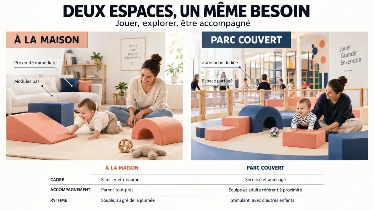 Aire de jeux intérieur bébé à la maison ou dans un parc couvert