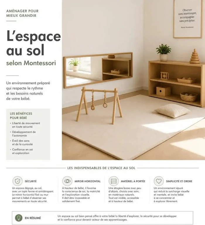 Exemple d'environnement préparé Montessori pour bébé