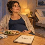 Brulure estomac et grossesse, femme enceinte au dîner du soir, reflux acide