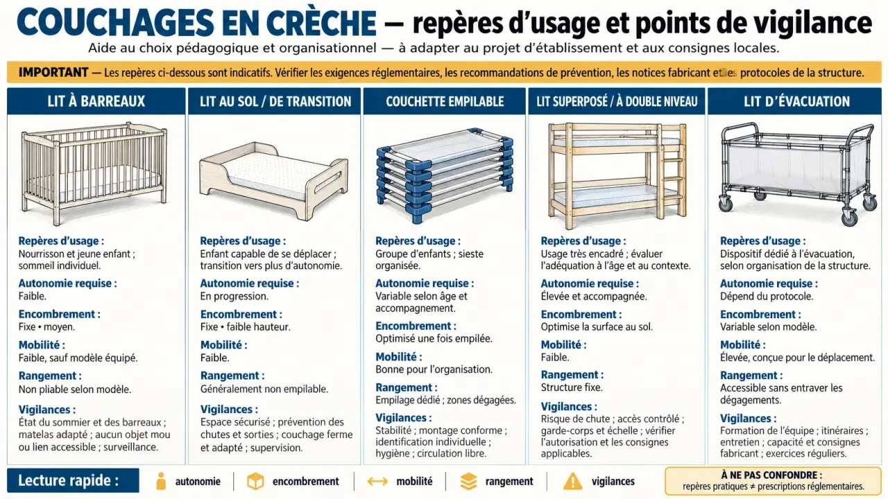 Lit creche : comparaison visuelle des différents couchages pour enfants et de leurs usages