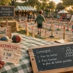 Jeu kermesse : stands de kermesse et files d’attente